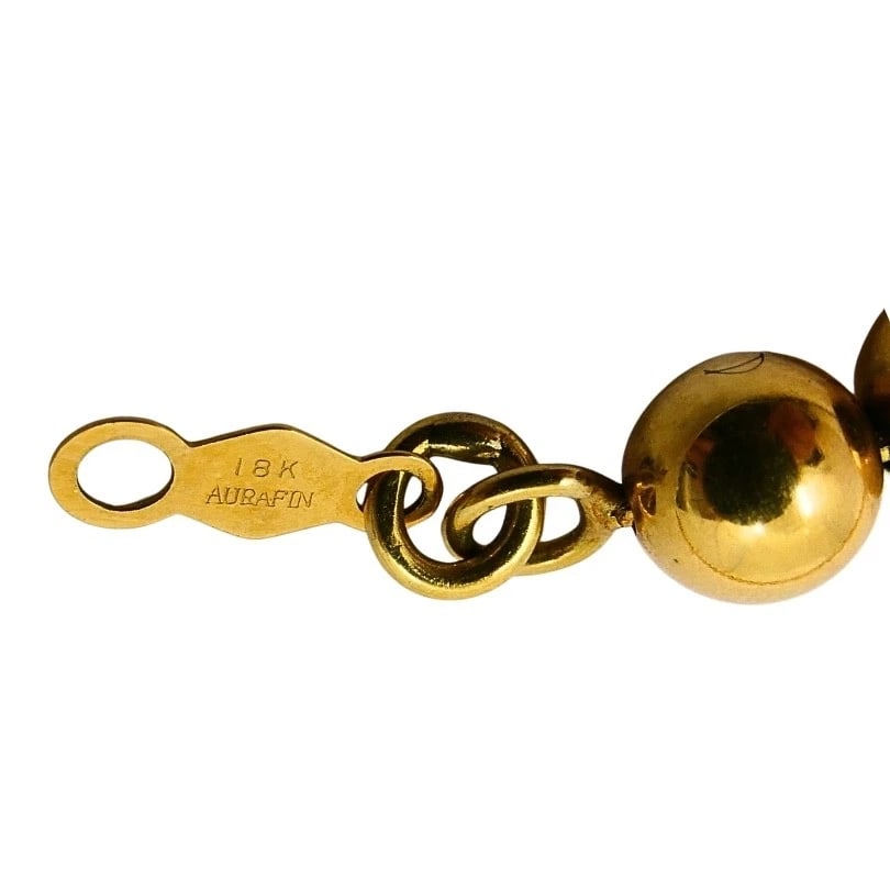 Aurafin 18k Gold Graduated Bead Necklace - 8