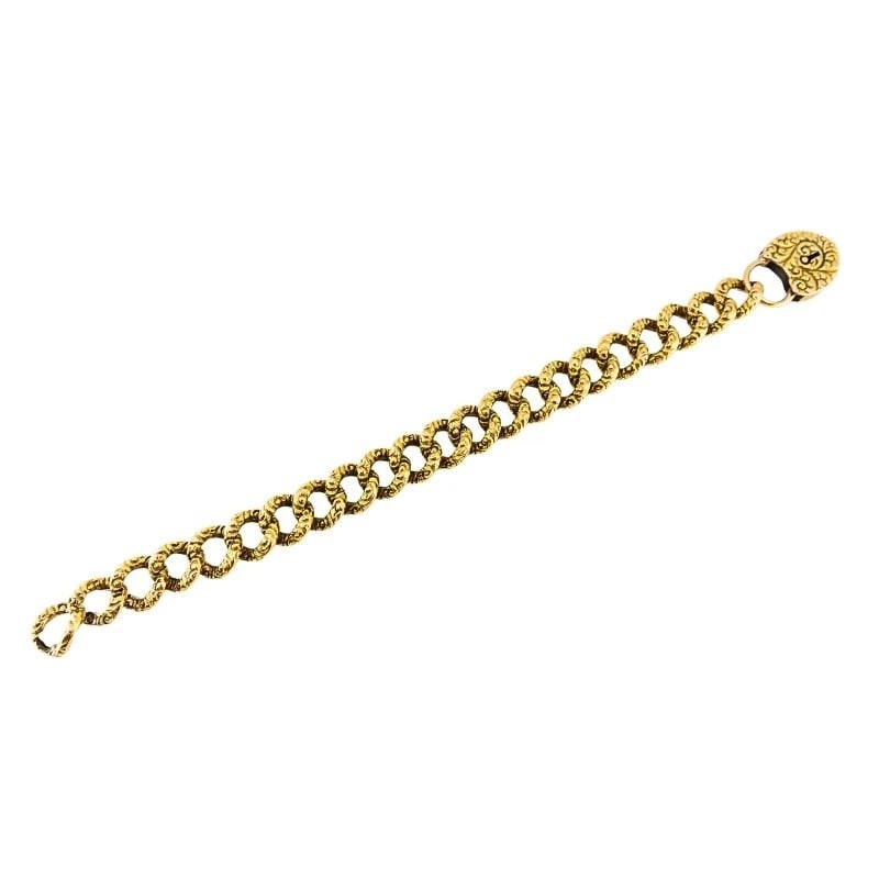 Vintage 14k Gold Heart Lock Link Bracelet - 5