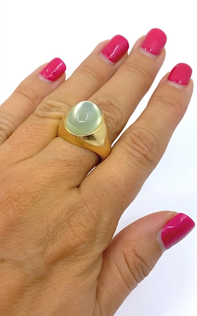 Vintage 14k Gold Moonstone Cabochon Ring - 2