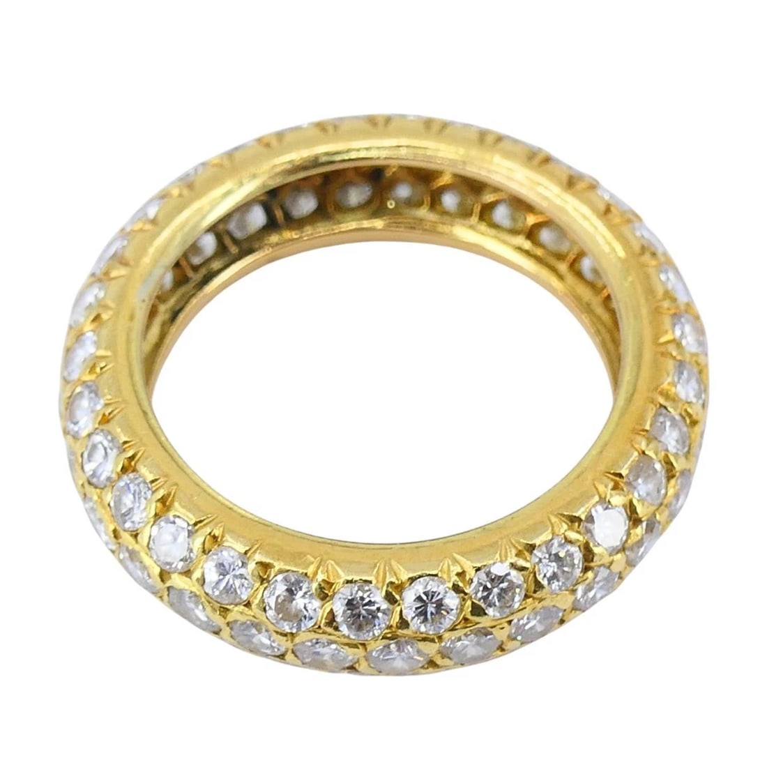French 18k Gold Diamond Vintage Band Ring - 10