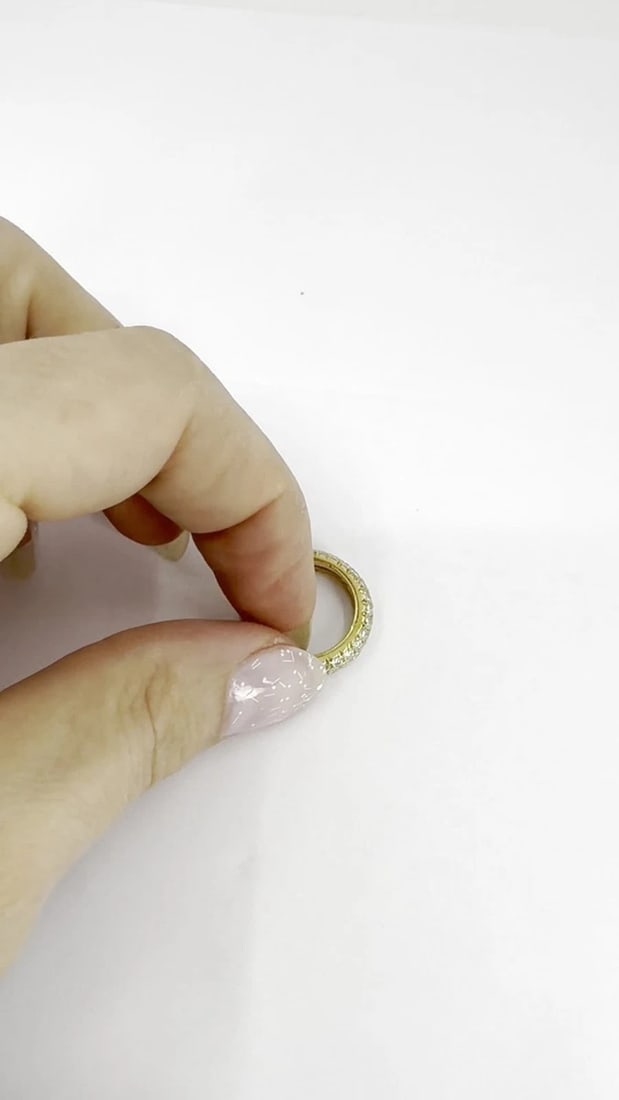 French 18k Gold Diamond Vintage Band Ring - 2