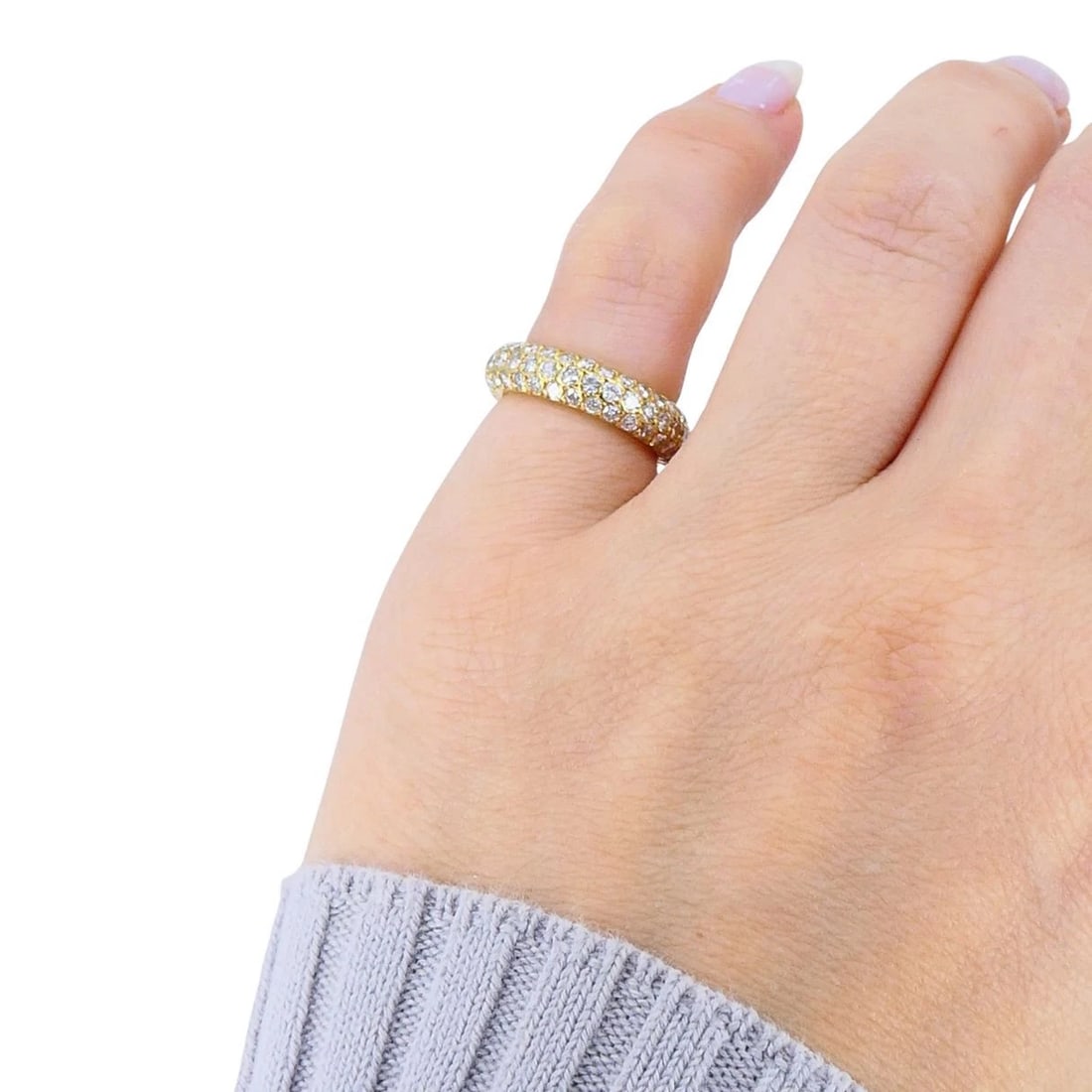 French 18k Gold Diamond Vintage Band Ring - 3