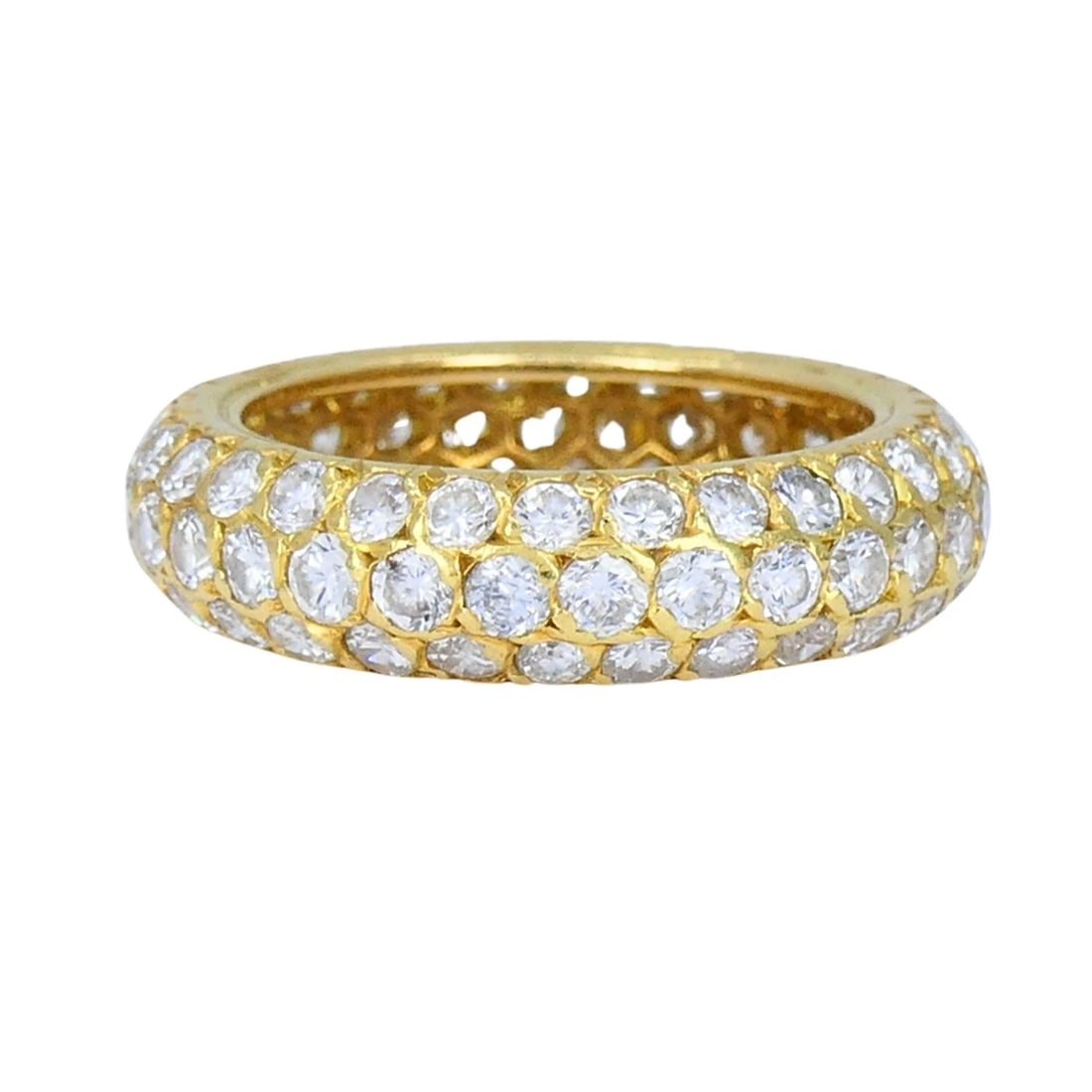 French 18k Gold Diamond Vintage Band Ring - 7