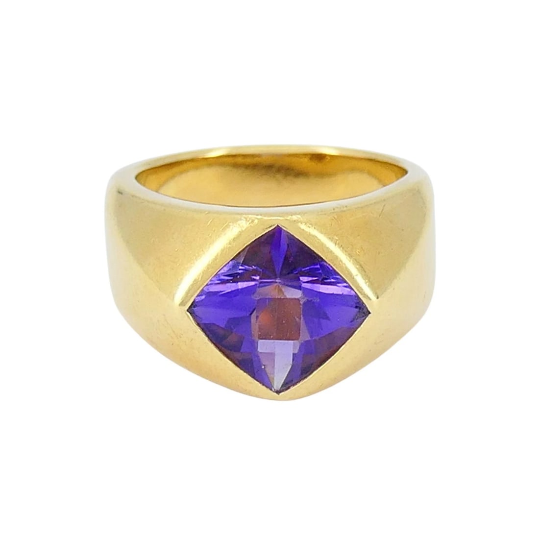 Vintage French 18k Gold Amethyst Ring - 10