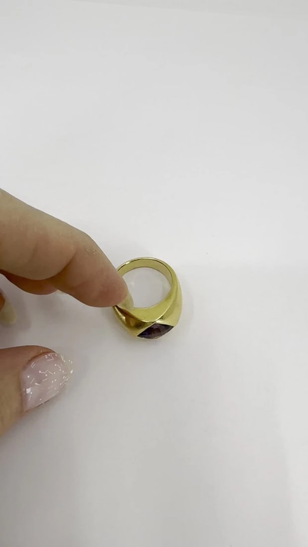 Vintage French 18k Gold Amethyst Ring - 2