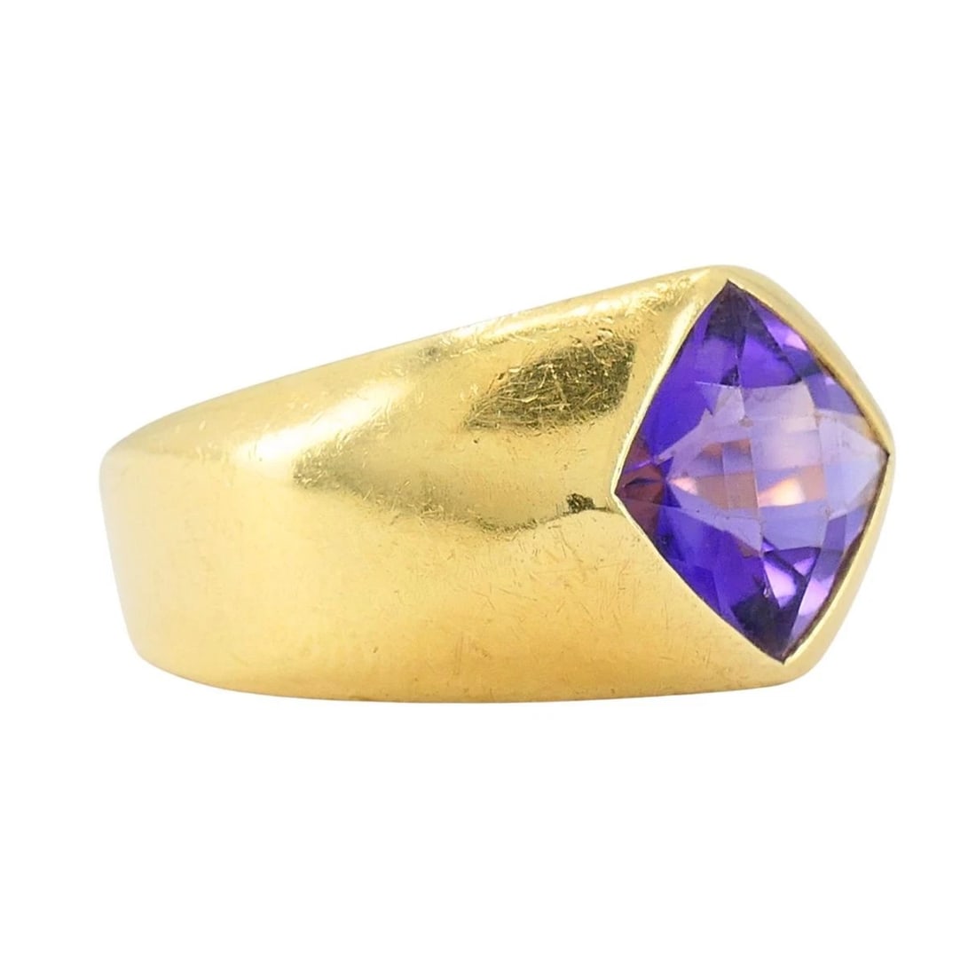 Vintage French 18k Gold Amethyst Ring - 6