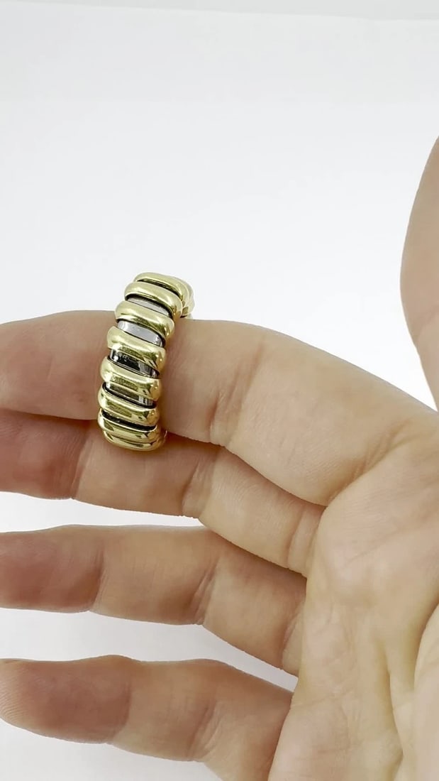 Vintage Bvlgari 18k Gold Stainless Steel Ring - 2