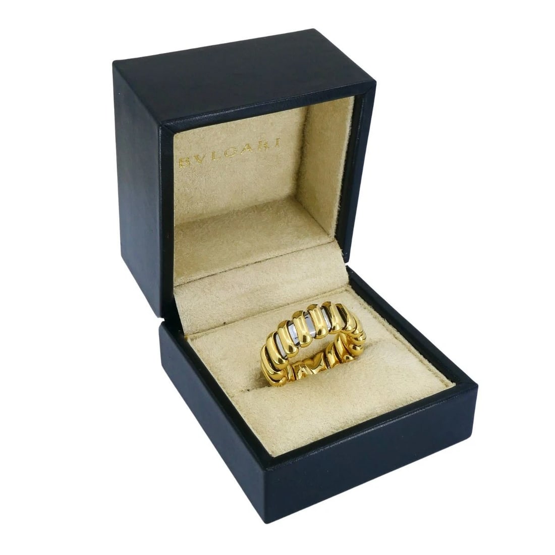 Vintage Bvlgari 18k Gold Stainless Steel Ring - 3