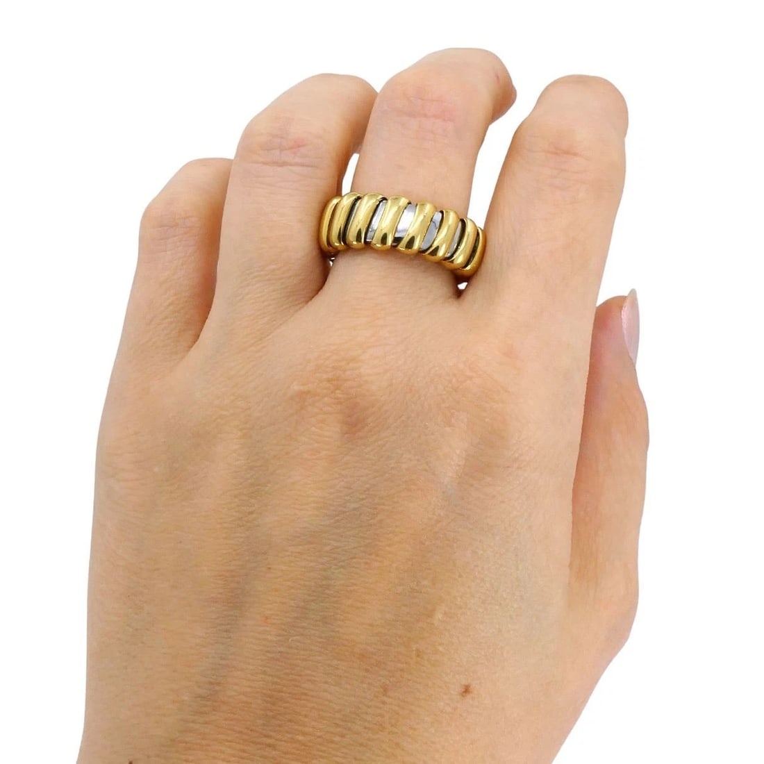 Vintage Bvlgari 18k Gold Stainless Steel Ring - 4