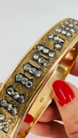 Victorian 14k Gold BRACELET Rose Cut Diamonds Antique Estate Jewelry - 2