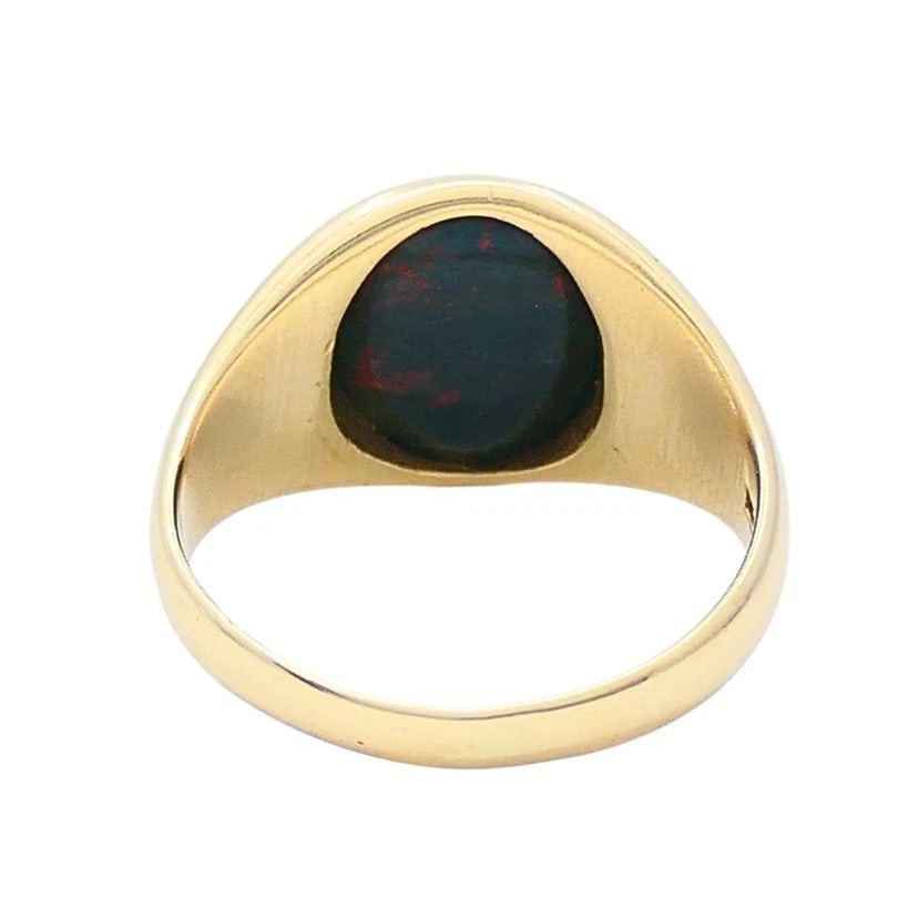 Vintage 14k Gold Bloodstone Signet Ring - 9