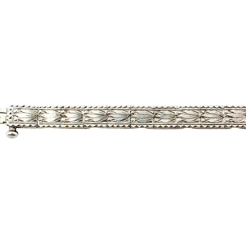 Vintage 14k White Gold Diamond Bracelet Estate Jewelry - 7