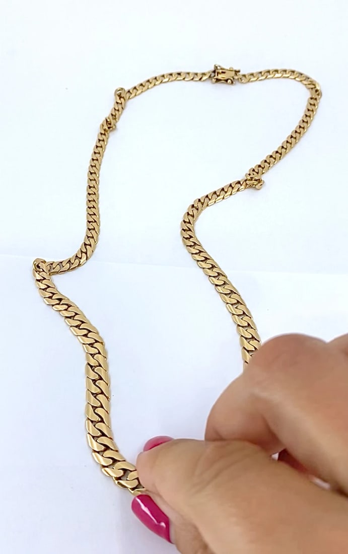 Vintage 18k Gold Curb Link Chain Necklace - 2