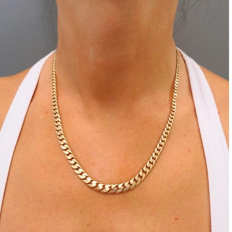 Vintage 18k Gold Curb Link Chain Necklace - 3