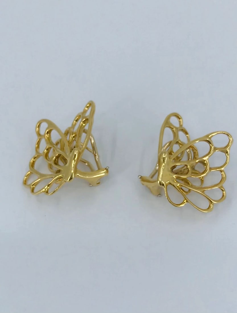Angela Cummings 18k Gold Butterfly Earrings Vintage Designer Jewelry - 2