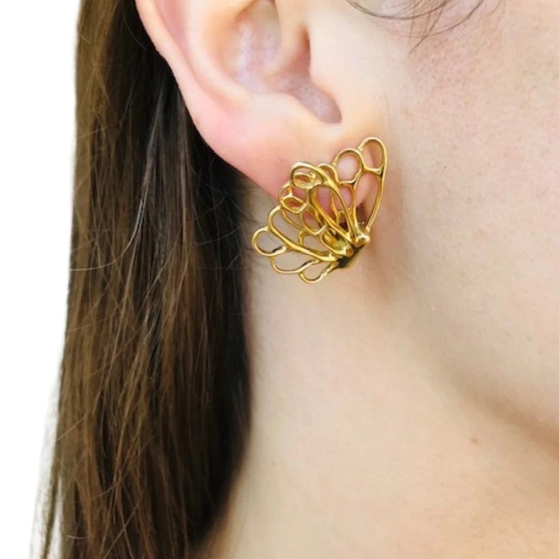 Angela Cummings 18k Gold Butterfly Earrings Vintage Designer Jewelry - 3