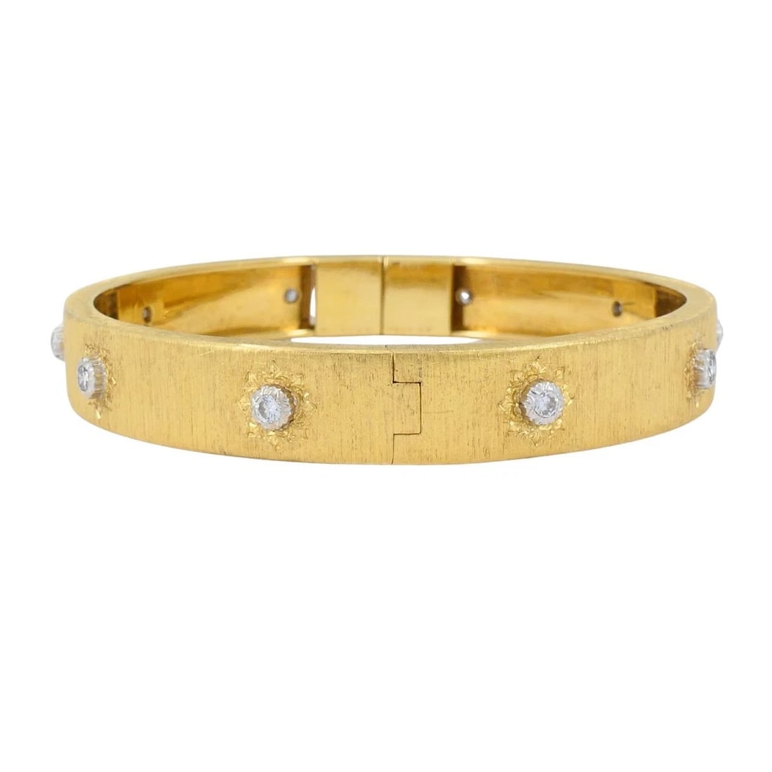 Vintage Buccellati 18k Gold Diamond Bangle Bracelet - 6