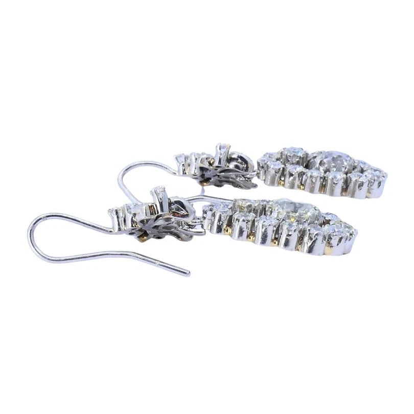 Art Deco Platinum Drop EARRINGS Old European Cushion Cut Diamonds Estate Jewelry - 7