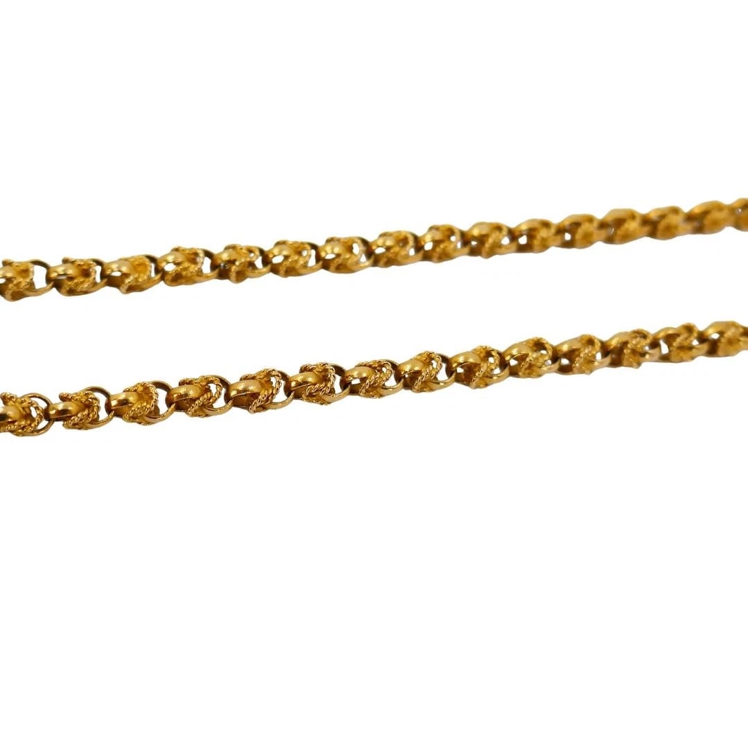 Antique Victorian Gold Mother of Pearl Equestrian Pendant Chain Necklace - 9