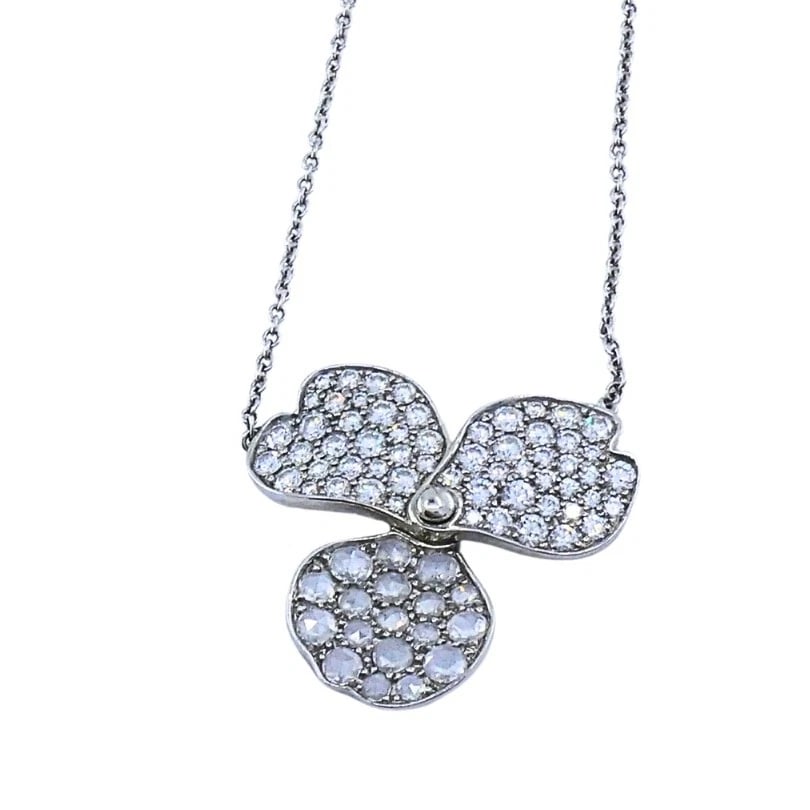 Tiffany & Co. Platinum Diamond Paper Flowers Pendant Necklace - 6