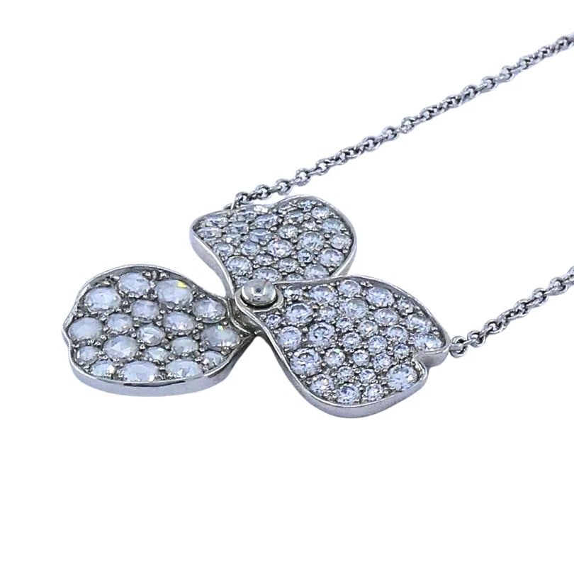 Tiffany & Co. Platinum Diamond Paper Flowers Pendant Necklace - 8