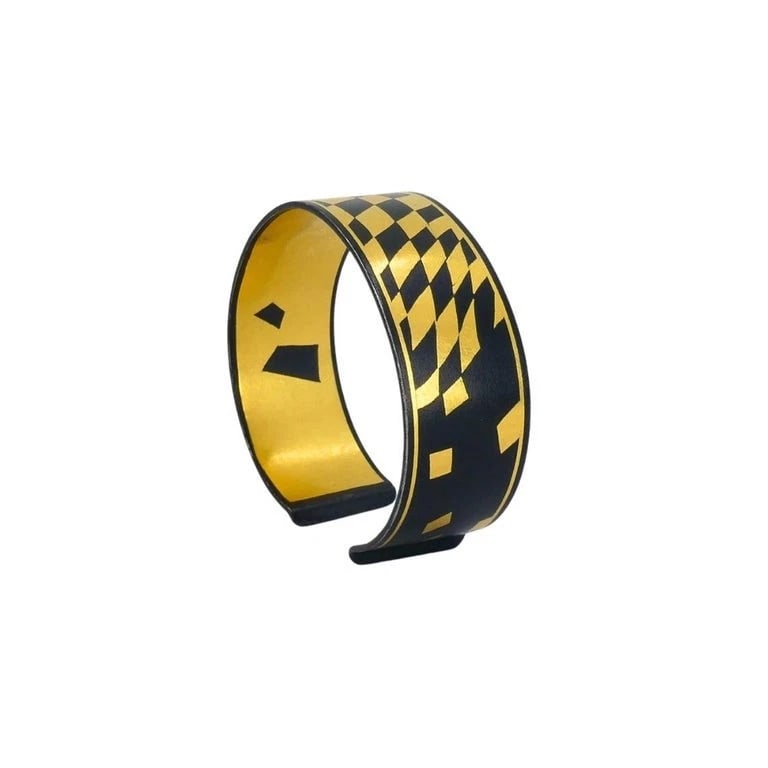 Vintage Tiffany & Co. Angela Cummings Damascene Gold Steel Lacquer Cuff Bangle - 3