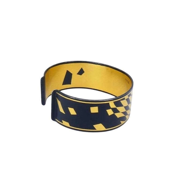 Vintage Tiffany & Co. Angela Cummings Damascene Gold Steel Lacquer Cuff Bangle - 7