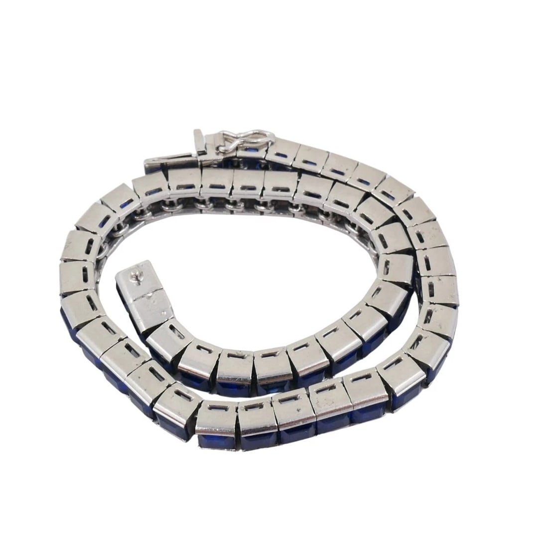 Vintage Platinum Sapphire Tennis Bracelet - 7