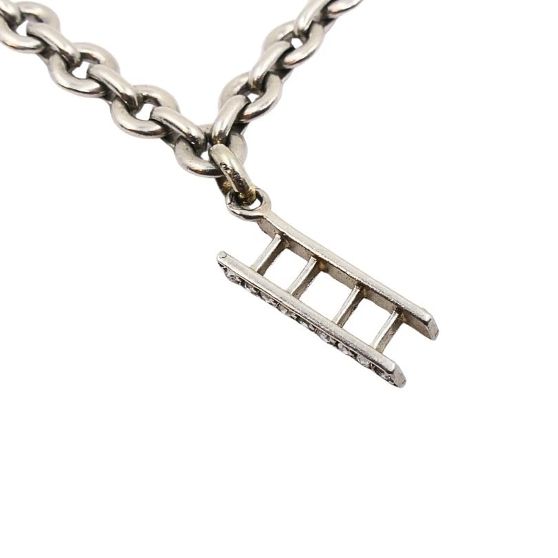 Vintage Platinum Charm Bracelet Diamond Gemstone - 7