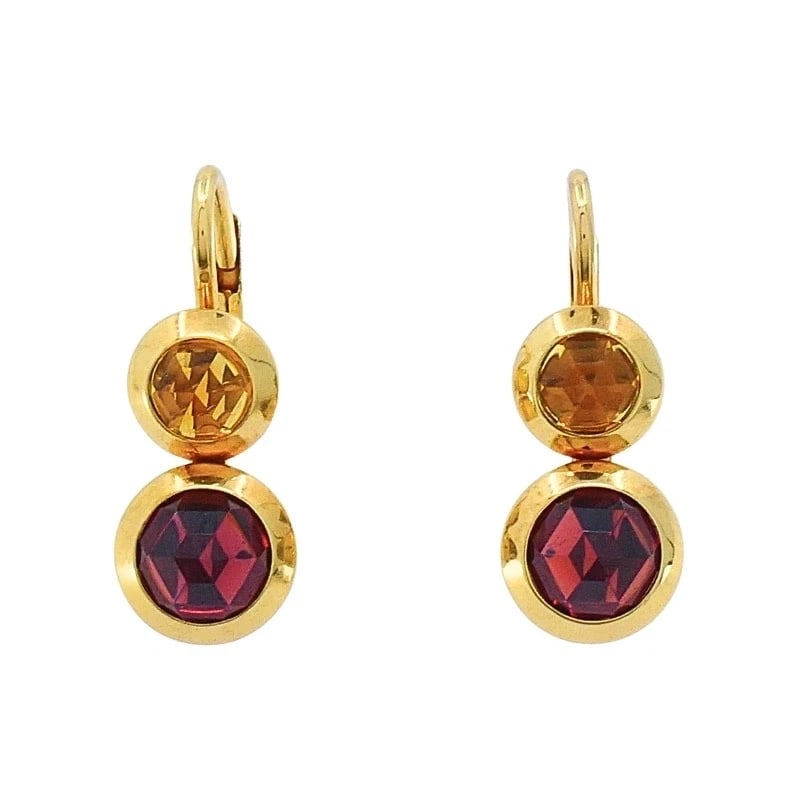 Tiffany & Co. 18k Gold Garnet Citrine Drop Earrings - 6