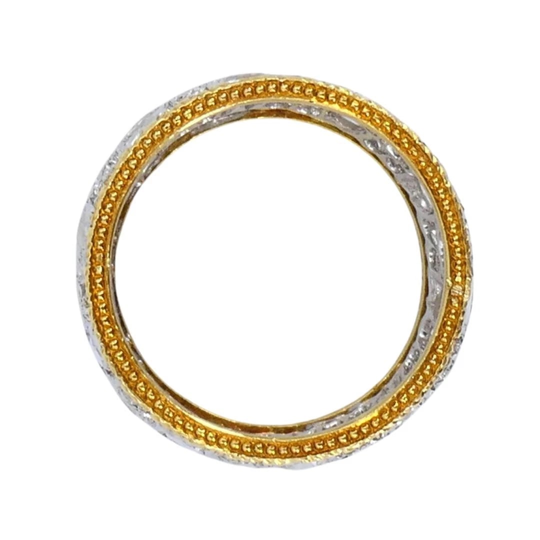 Vintage Buccellati 18k Two-tone Gold Diamond Open Work Band Ring - 8