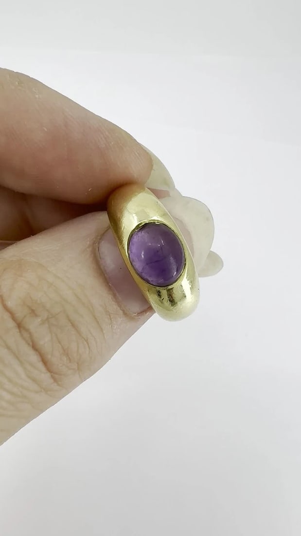 Vintage Tiffany & Co. 18k Gold Cabochon Amethyst Ring - 2