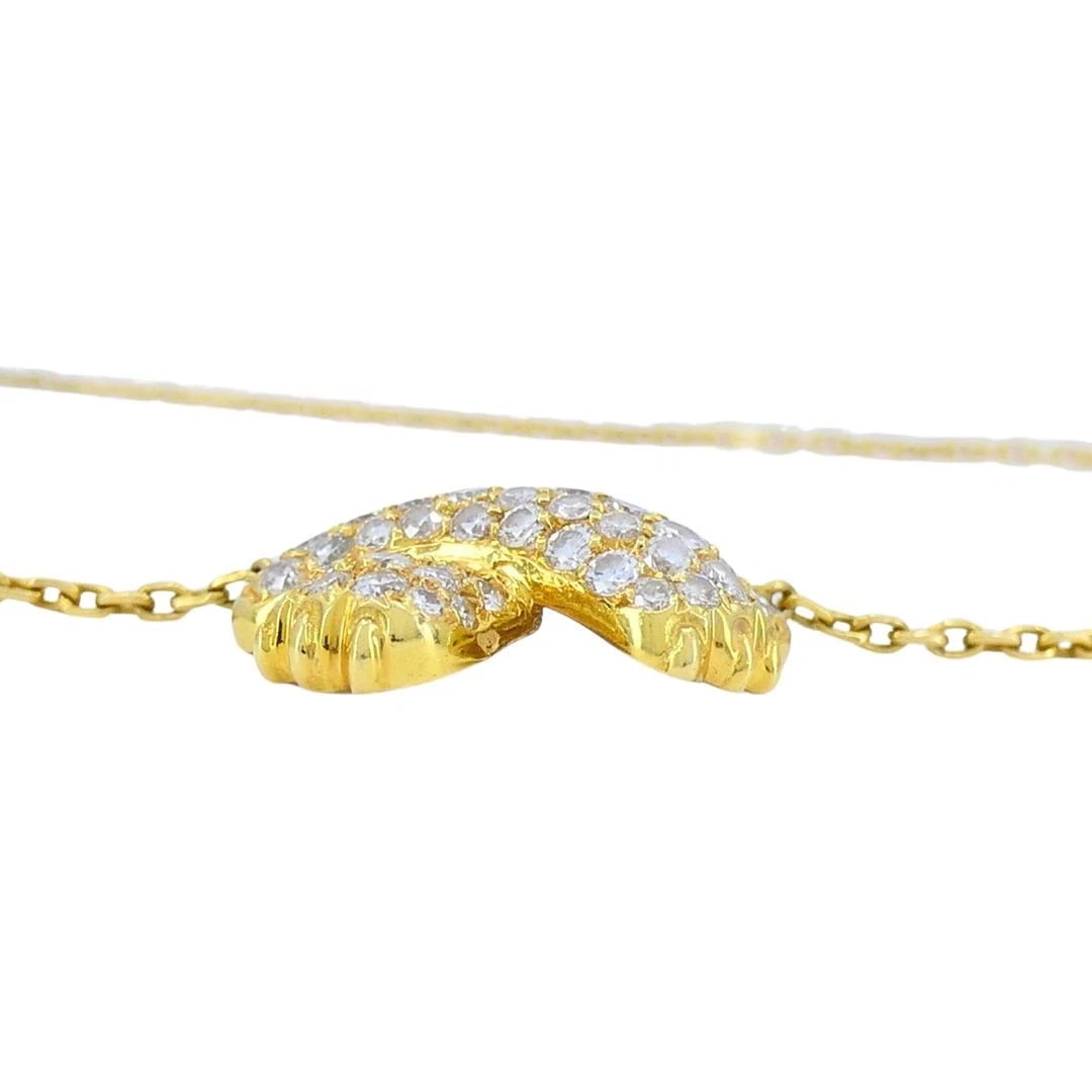 Vintage Fred Paris 18k Gold Diamond Ribbon Necklace - 3