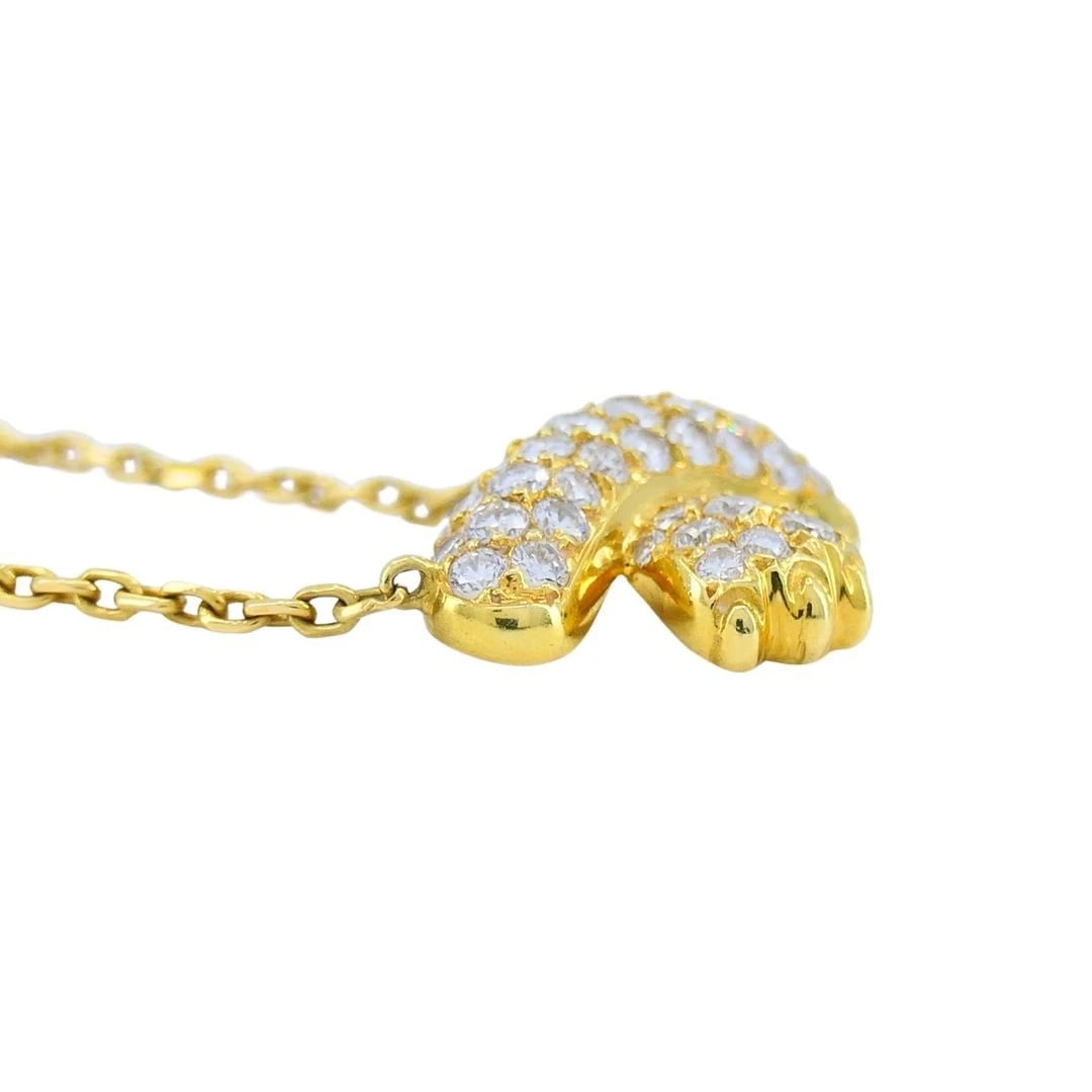 Vintage Fred Paris 18k Gold Diamond Ribbon Necklace - 4