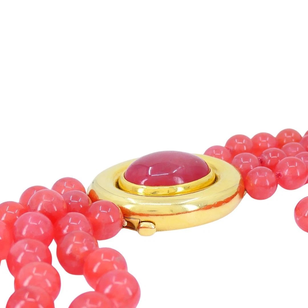 Vintage Paloma Picasso Tiffany & Co. 18k Gold Pink Rhodochrosite Beaded Necklace - 12