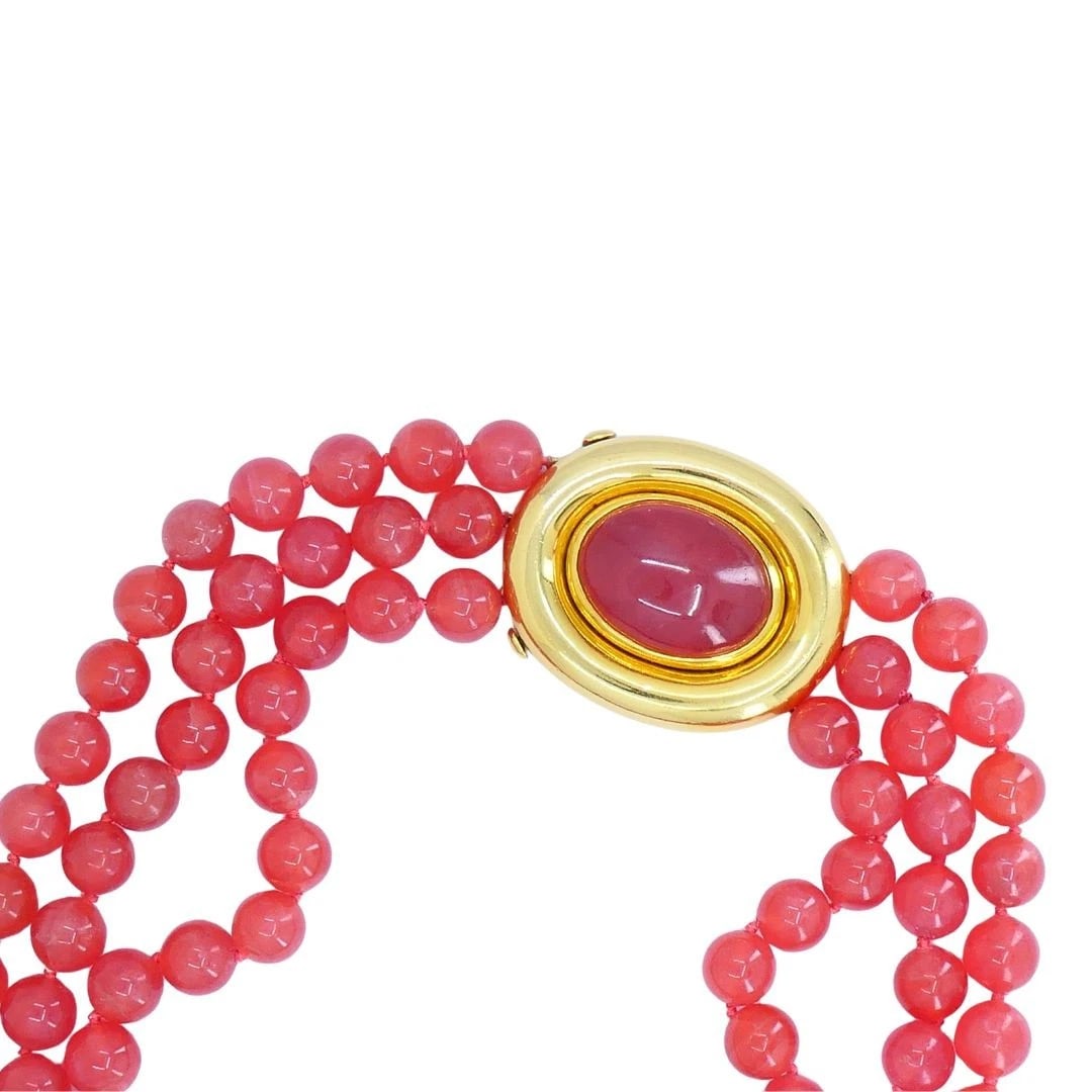 Vintage Paloma Picasso Tiffany & Co. 18k Gold Pink Rhodochrosite Beaded Necklace - 6