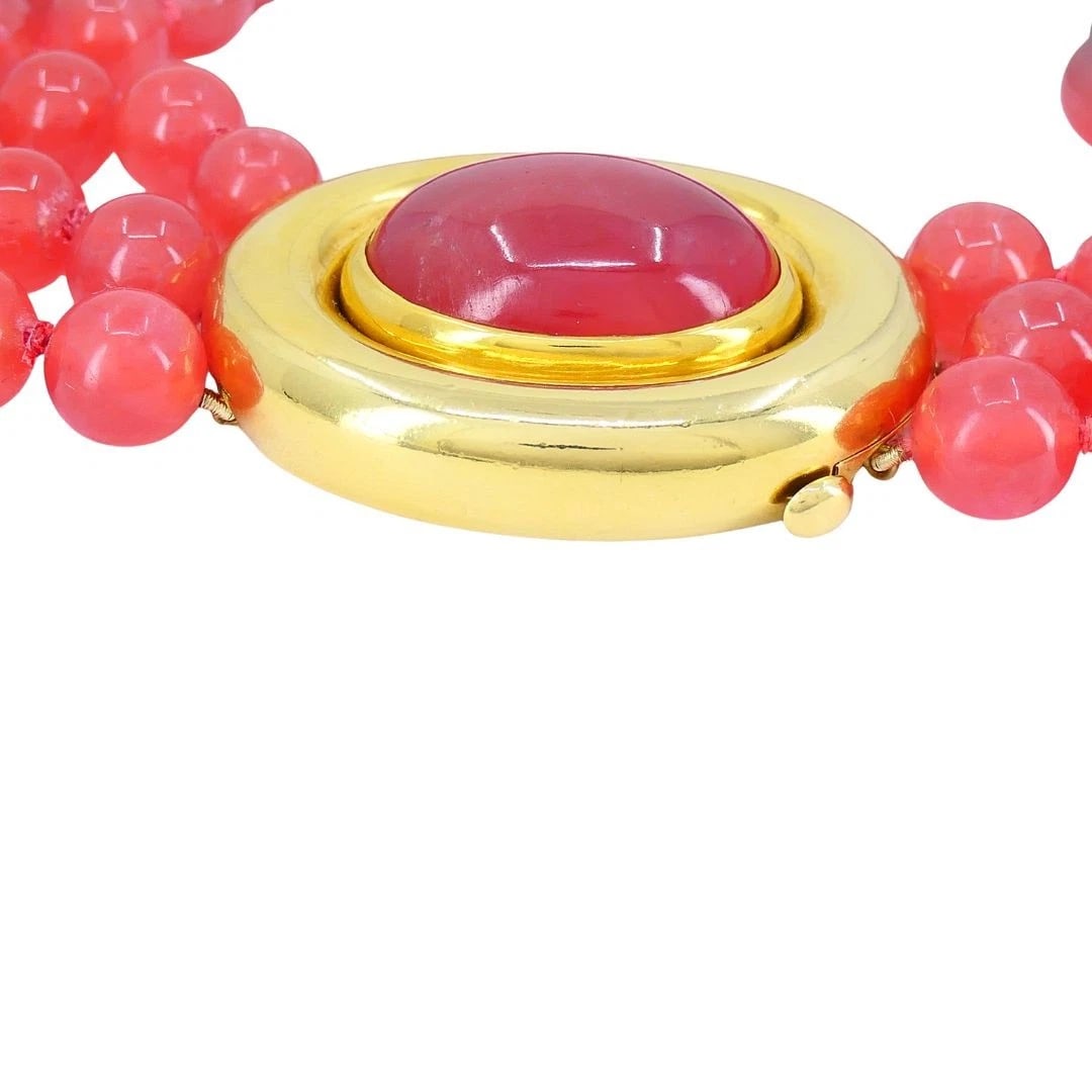 Vintage Paloma Picasso Tiffany & Co. 18k Gold Pink Rhodochrosite Beaded Necklace - 9