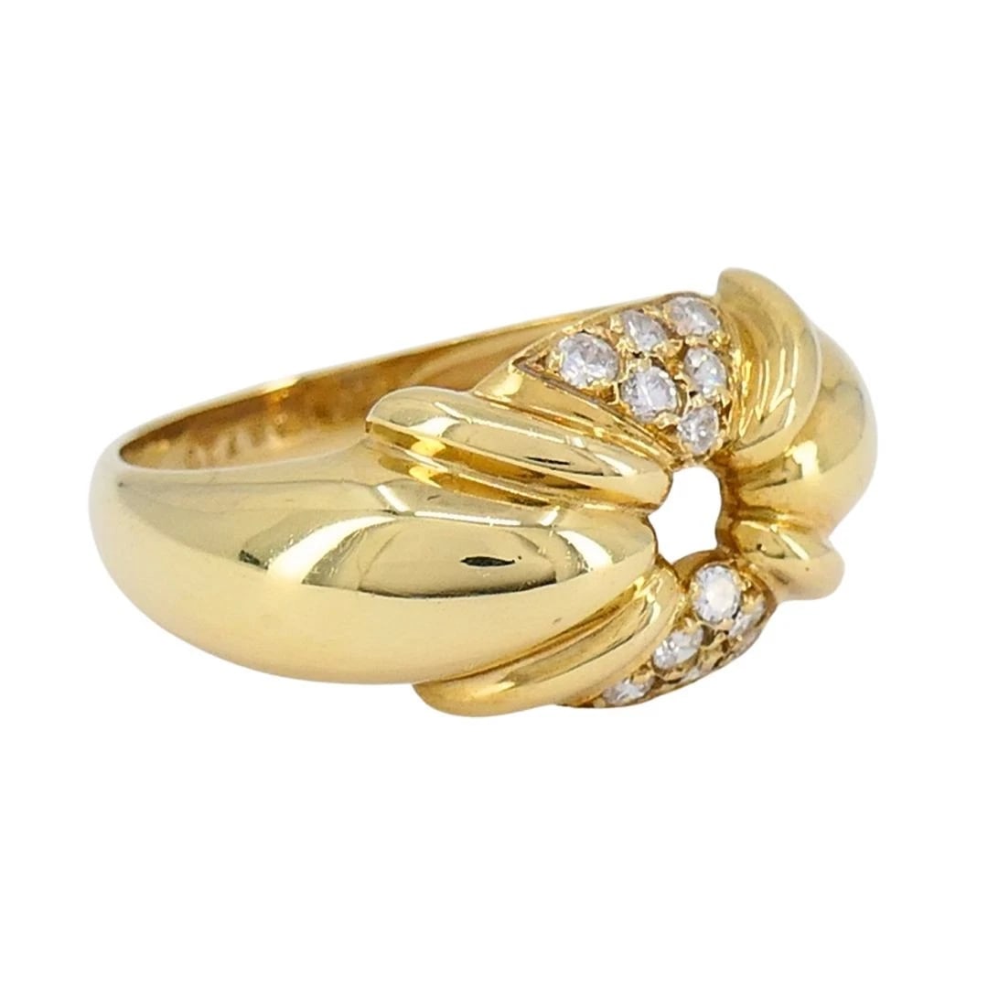 Vintage Chaumet Paris 18k Gold Diamond Ring Original Box - 7