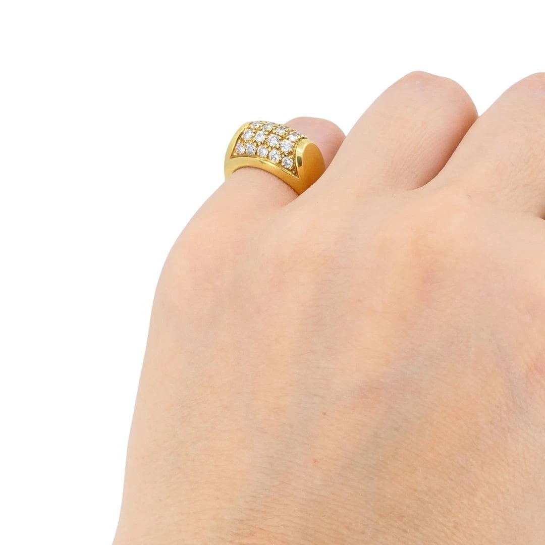 Vintage Bvlgari 18k Gold Diamond Tronchetto Ring - 3