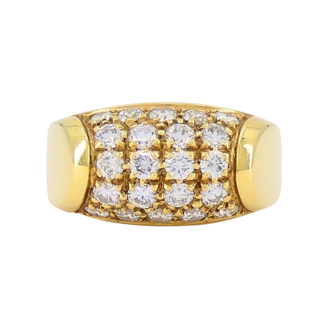 Vintage Bvlgari 18k Gold Diamond Tronchetto Ring - 5