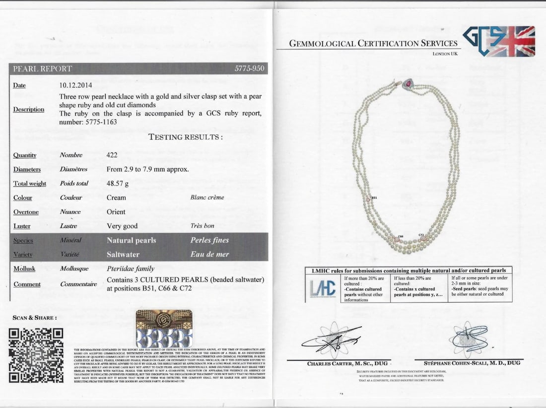 Victorian Natural Saltwater Pearl NECKLACE with Diamond Clasp Antique Jewelry - 2