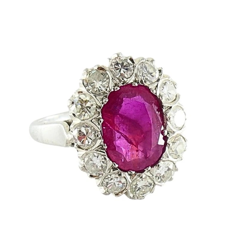Vintage Ruby Diamond Cluster Ring 14k Gold (1 of 9)