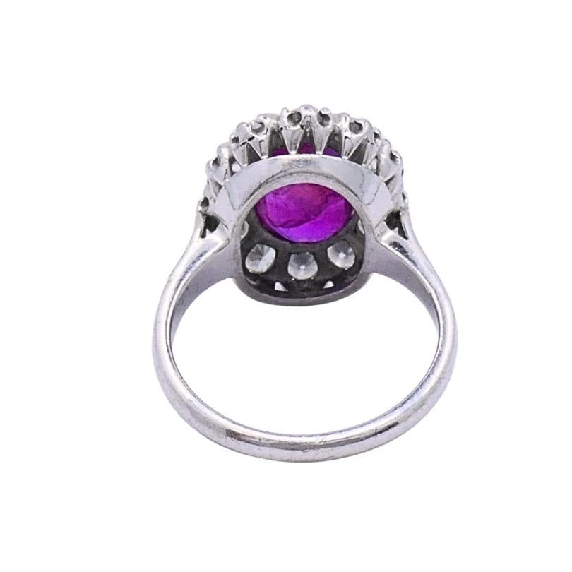 Vintage Ruby Diamond Cluster Ring 14k Gold - 9