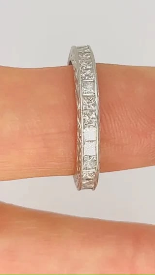 M. Beaudry Princess Cut Diamond ETERNITY BAND Platinum Size 6.5 Wedding Ring - 2