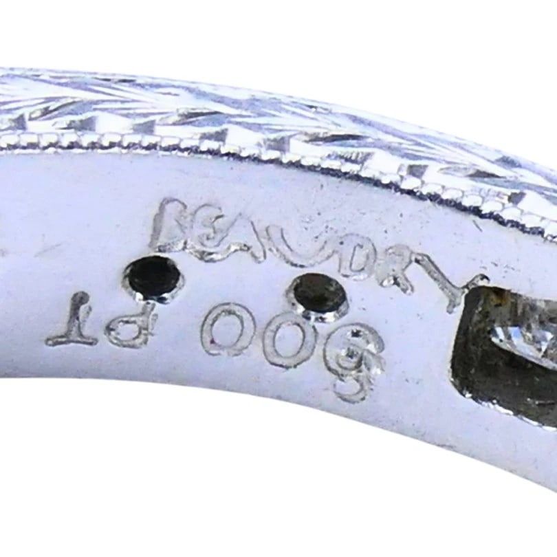 M. Beaudry Princess Cut Diamond ETERNITY BAND Platinum Size 6.5 Wedding Ring - 8