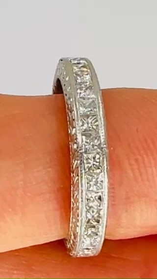 Michael Beaudry Princess Cut Diamond ETERNITY BAND Platinum Size 6 Wedding Ring - 2