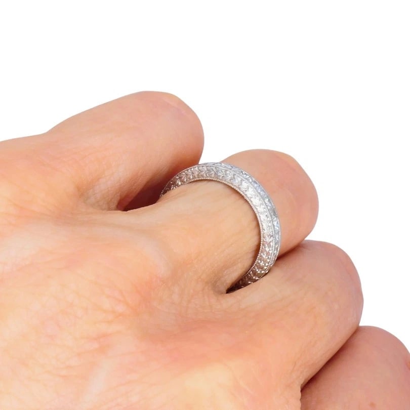 Michael Beaudry Princess Cut Diamond ETERNITY BAND Platinum Size 6 Wedding Ring - 3