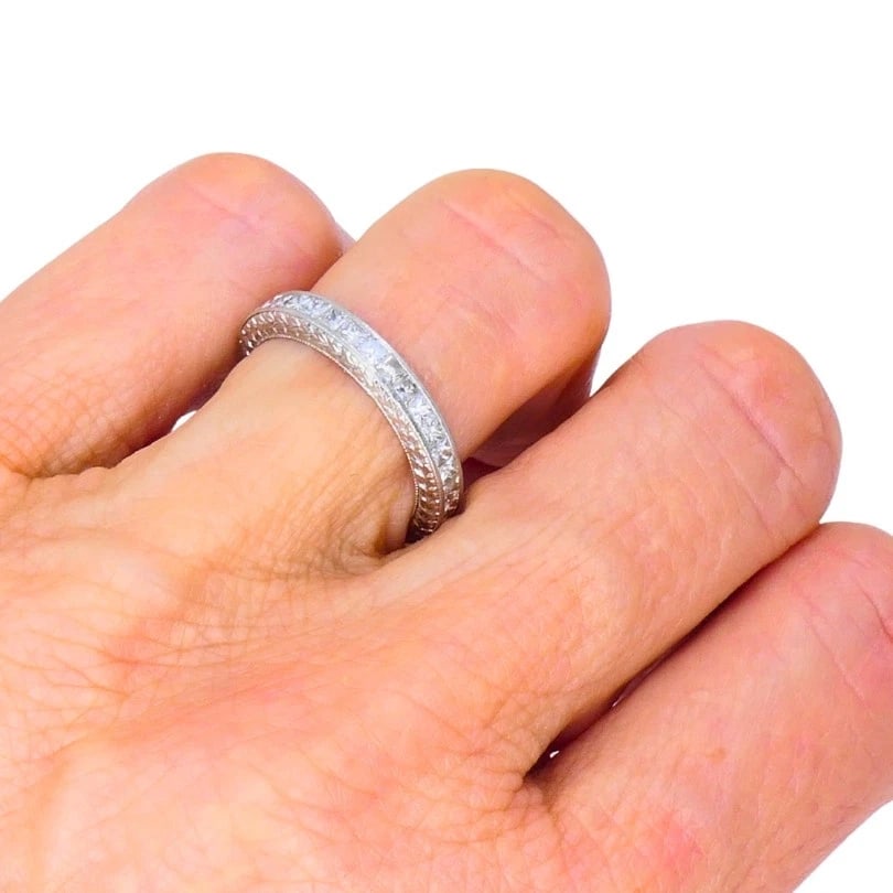 Michael Beaudry Princess Cut Diamond ETERNITY BAND Platinum Size 6 Wedding Ring - 4