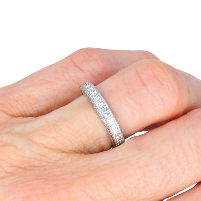 Michael Beaudry Princess Cut Diamond ETERNITY BAND Platinum Size 6 Wedding Ring - 5