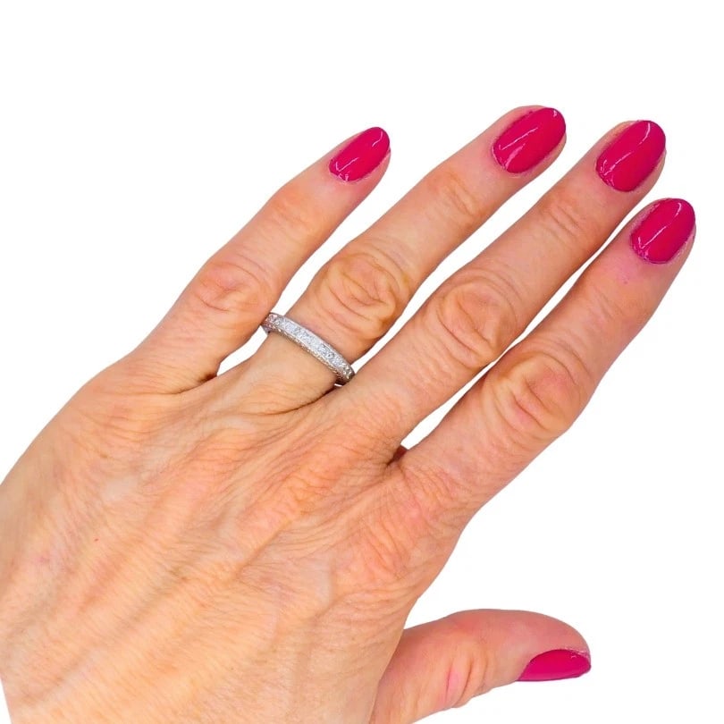 Michael Beaudry Princess Cut Diamond ETERNITY BAND Platinum Size 6 Wedding Ring - 7